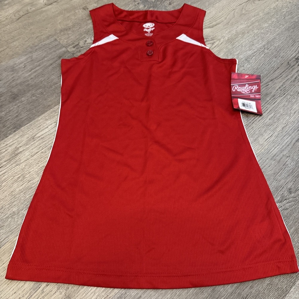 Rawlings Womens Red Sleeveless Softball Jersey Mesh Button Placket WSLJ-S-88 S